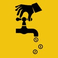 Money tap black icon. Vector illustration flat design. Royalty Free Stock Photo