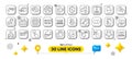 Money tax, Yummy smile and Lock line icons pack. For web app. 3d design elements. Vector