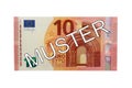 Money - Ten (10) Euro bill front with German lettering Muster (specimen) Royalty Free Stock Photo