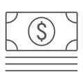 Money thin line icon, e commerce and marketing Royalty Free Stock Photo