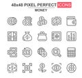Money thin line icon set. Dollar, wallet, bank safe, calculator, capital, payment, exchange, investment unique icons Royalty Free Stock Photo