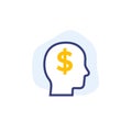 money thinking vector icon on white Royalty Free Stock Photo