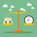 Money and Time balance on the scale Royalty Free Stock Photo