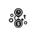 Money and time black glyph icon. Cash management. Financial operations. Sign for web page, mobile app, button, logo. Vector