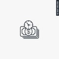 Money time, earn time, linear style sign for mobile concept and web design