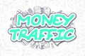 Money Traffic - Cartoon Green Word. Business Concept.