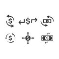Money transaction icon set Grey version