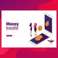Money transfer concept. Can use for web banner, infographics, hero images. Flat isometric vector illustration Royalty Free Stock Photo