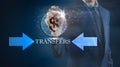 Money transfer in digital world, business and technology concept 3D illustration Royalty Free Stock Photo