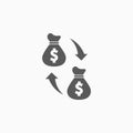 Money transfer icon, money, dollar, transfer, finance Royalty Free Stock Photo