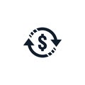 money transfer Icon symbol. currency exchange, financial investment service, cash back refund, send and receive mobile payment con
