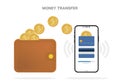 Money transfer. Mobile payment illustration. Isolated background. Vector