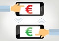 Money transfer with mobile phone concept illustration Royalty Free Stock Photo