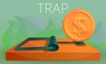 Money trap concept banner, cartoon style Royalty Free Stock Photo