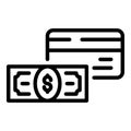 Money trasnfer credit card icon, outline style