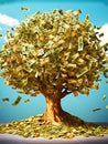 Money Tree of Dollars. Money tree concept with room for text , or copy space Royalty Free Stock Photo