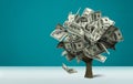 Money Tree with dollars on background Royalty Free Stock Photo