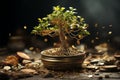 Money tree flourishes in nature\'s soil, powered by business success
