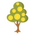 Money Tree with Bitcoin Coins Flat Icon Royalty Free Stock Photo