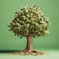 Money Tree On Green Background: A Stunning Earthy Art By Mike Campau