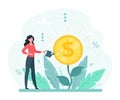 The money tree is growing. Business is economic. Investment vector concept illustration. Vector illustration in flat style. Royalty Free Stock Photo