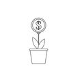 Money tree icon. euro sign Royalty Free Stock Photo