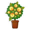 Money tree icon, flat style Royalty Free Stock Photo