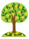 Money tree icon with gold coins. Vector illustration. Royalty Free Stock Photo