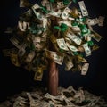 money tree.plant growing step on coins. finance and accounting