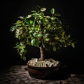 money tree.plant growing step on coins. finance and accounting