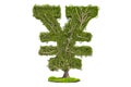 Money tree in the shape of yen or yuan symbol, 3D rendering Royalty Free Stock Photo