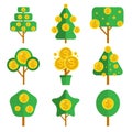 Money Tree Vector Icon Collection, Money Grow Symbols