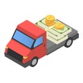 Money truck icon, isometric style