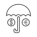 Money Umbrella Icon In Line Style