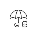 Money under umbrella outline icon Royalty Free Stock Photo