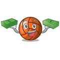 With money volleyball mascot cartoon style Royalty Free Stock Photo