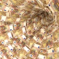 Money vortex of 50 euro notes Royalty Free Stock Photo