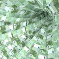 Money vortex of 100 euro notes Royalty Free Stock Photo