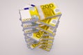 Money vortex of 200 euro notes and financial risks 3D rendering