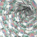 Money vortex of 100 swedish kronor bills Royalty Free Stock Photo