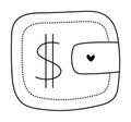 Money wallet black line doodle