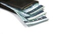 Money and wallet idolated on white baclground Royalty Free Stock Photo