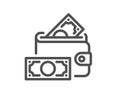 Money wallet line icon. Cash banknotes sign. Vector Royalty Free Stock Photo