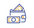 Money wallet line icon. Cash banknotes sign. Vector Royalty Free Stock Photo