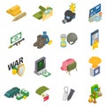 Money war icons set, isometric style Royalty Free Stock Photo