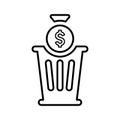 Money Waste Icon. Outline symbol