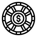 Money wheel icon, outline style Royalty Free Stock Photo