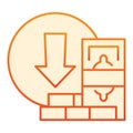 Money withdraw flat icon. Money withdrawal orange icons in trendy flat style. Cash and bricks gradient style design