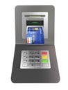 Money withdrawal. ATM and credit or debit card Royalty Free Stock Photo