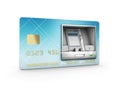 Money withdrawal. ATM and credit or debit card. 3d Illustration Royalty Free Stock Photo